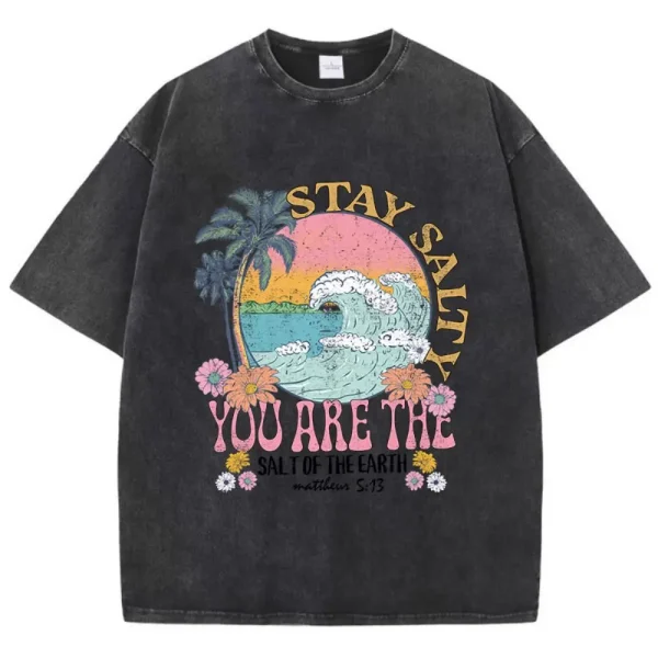 Summer Woman Cotton Washed T-Shirts - Image 4