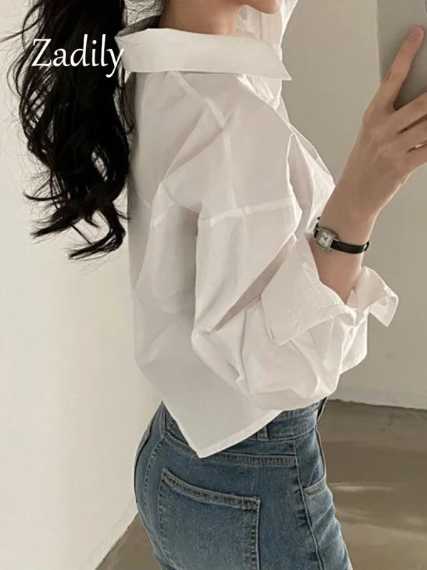 Women White Shirt Korea Style - Image 2