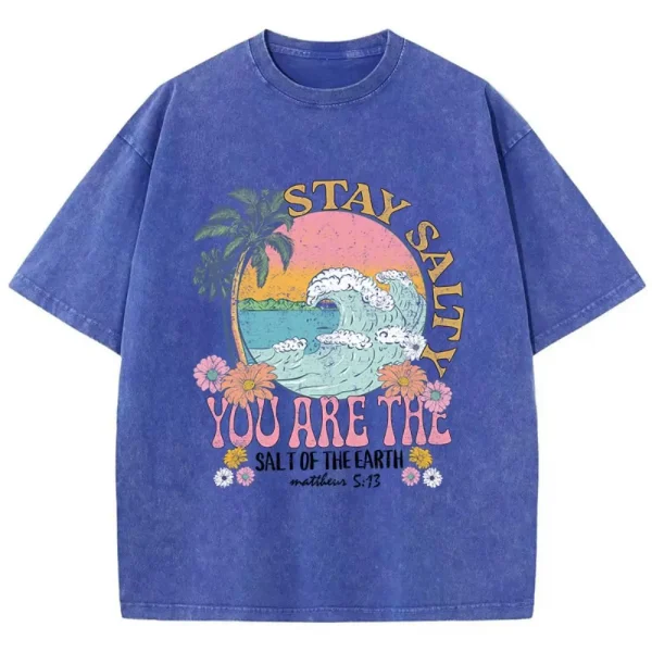 Summer Woman Cotton Washed T-Shirts - Image 3