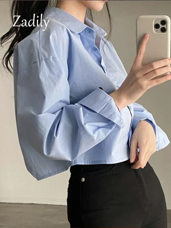 Women White Shirt Korea Style - Image 4