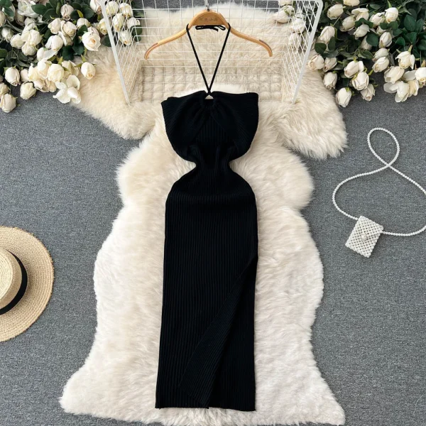 Sexy Package Hips Split Knitted Summer Dress - Image 4