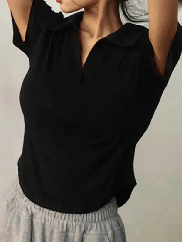 V-Neck Pullovers Retro Sweet Shirts - Image 2