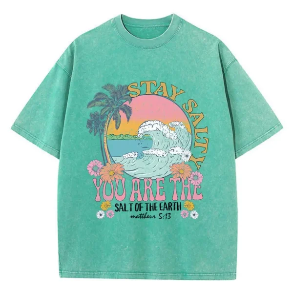 Summer Woman Cotton Washed T-Shirts - Image 6