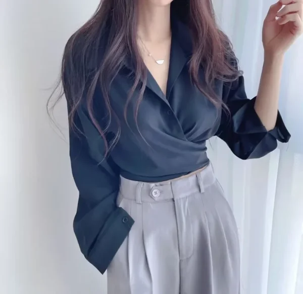 Summer Shirts Blouse for Women Long Sleeve Shirt - Image 2