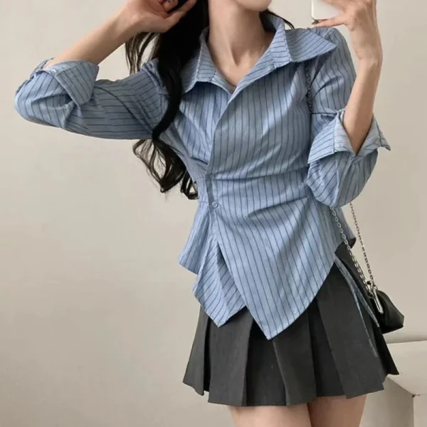 Korean Version Design Irregular Waist Shirts - Image 3
