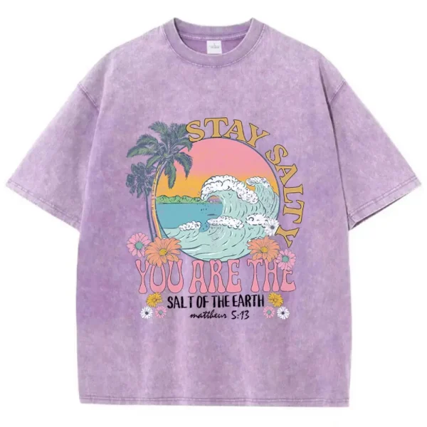 Summer Woman Cotton Washed T-Shirts